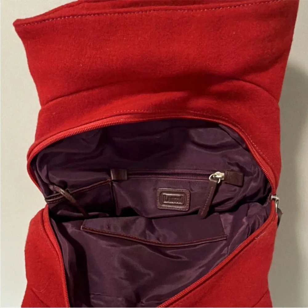 Lumi Red Shoulder Bag with Leather Trim, Snap & Zipper Accents, Multiple Pockets